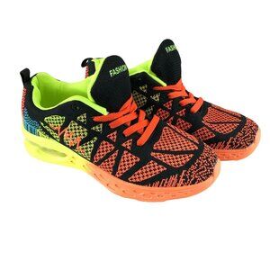 Womens Mens Unisex Athletic Sneakers Colorful Knit Orange Yellow M 7.5 W 10